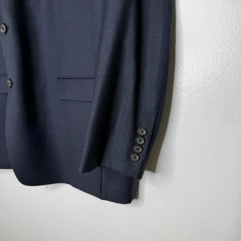 Ralph Lauren 44R Navy Wool Blazer Textured Sport Coat Tailored Fit Dapper Blazer